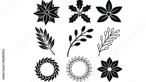 Elegant floral and leaf designs for decoration