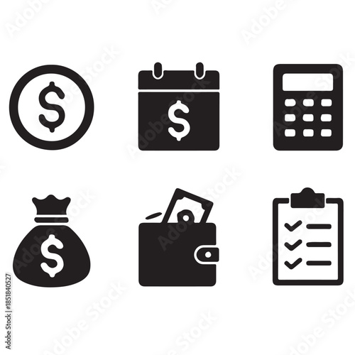 Budget icon set vector silhouette 