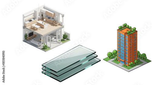 Modern building design with glass and architecture