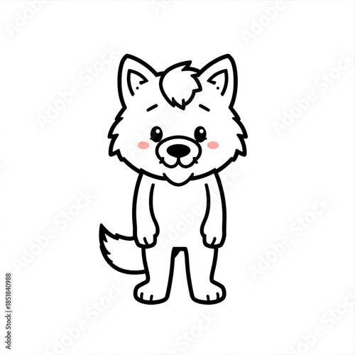 Cute cartoon wolf standing