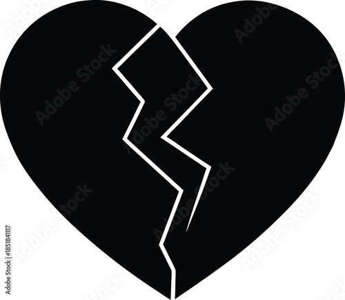 Flat Broken Heart Cracked Shape Design
