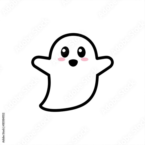 Cute ghost waving hello