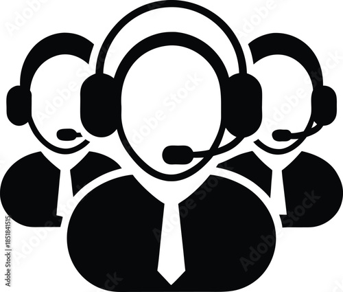 Flat Call Center Multiple Headsets Icon