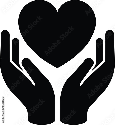 Flat Charity Heart Inside Open Hands