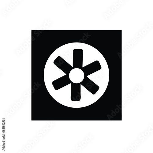 Flat Vector Snowflake Inside Cooling Fan