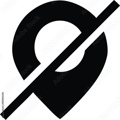 Blocked Location Map Pin Crossed Silhouette