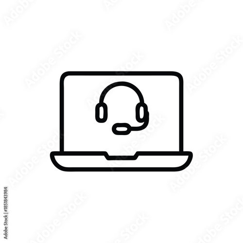 Laptop Displaying Customer Support Headset Icon