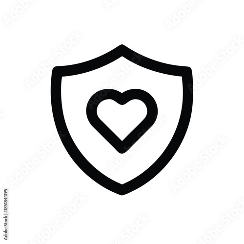 Shield With Heart Symbol Protection Icon