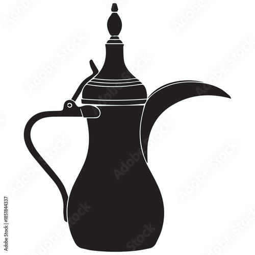 Traditional Arabic coffee pot silhouette for cultural designs