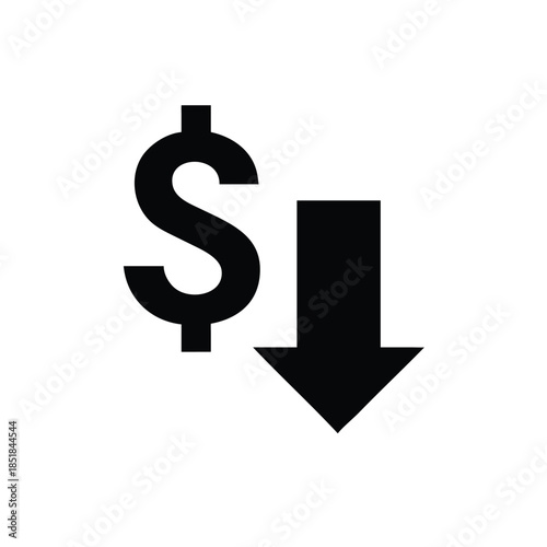 Cost Reduction Arrow Pointing Down Dollar