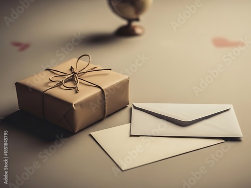 Brown gift box with letters