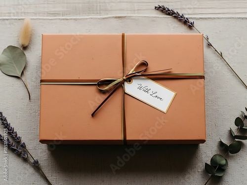 Rustic gift box with love tag