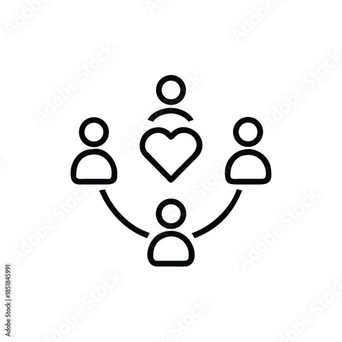 Flat Belonging People Connected Around Heart