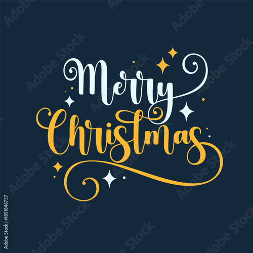 Merry Christmas Decorative Hand Lettering Design