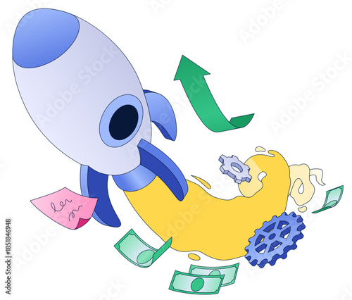 Successful startup business launch with money