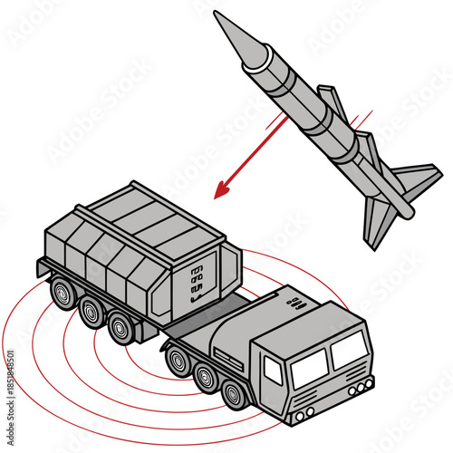 Futuristic air defense system with missile launcher truck 1
