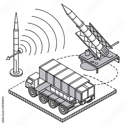 Of missile defense system with truck radar and missile launcher