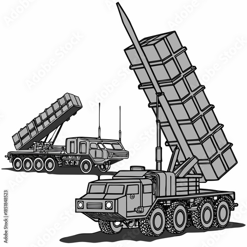 Gray of mobile missile launch vehicles military vehicle