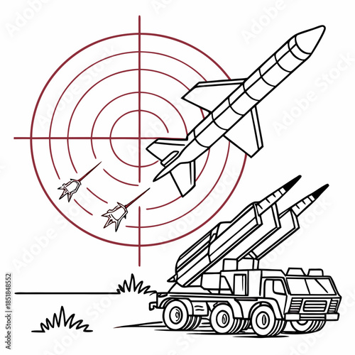 Surface to air missile system with launch vehicle and target