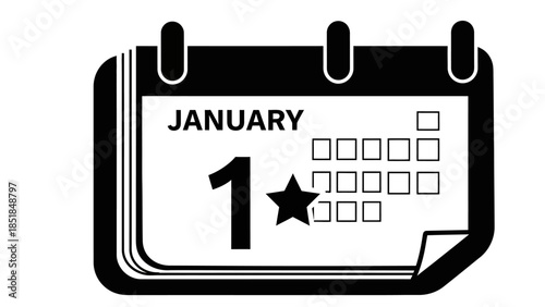 January 1st calendar icon, symbolizing the beginning of a new year and fresh starts.