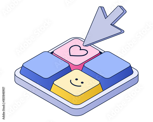 Cursor pressing Like button of mini keyboard