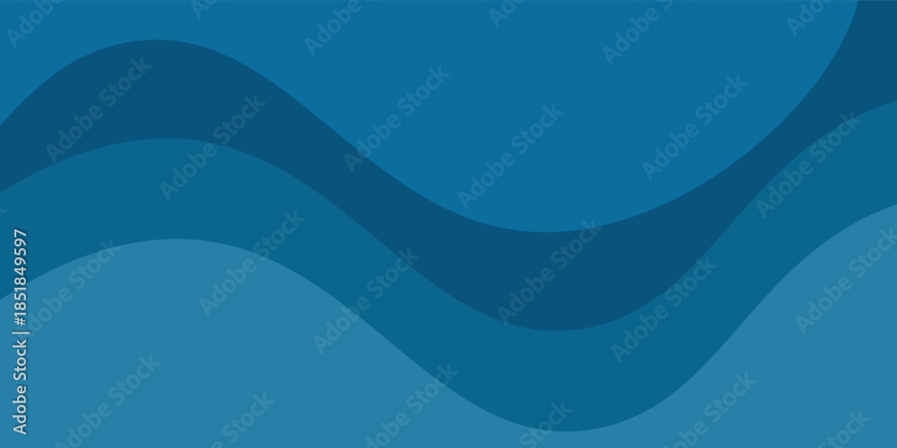 Obraz premium Modern blue abstract wave background with smooth layered curves n soft gradient tones. Minimal clean design suitable for business presentations, corporate branding, website headers, banners, brochures