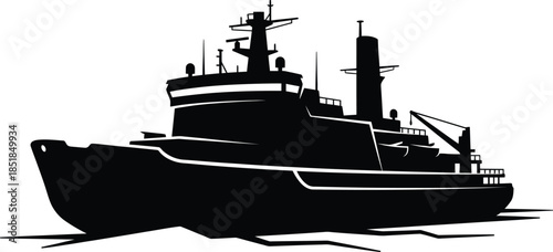 Polar Icebreaker Ship Silhouette Vector