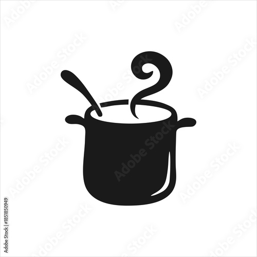 Minimalist cooking pot icon silhouette