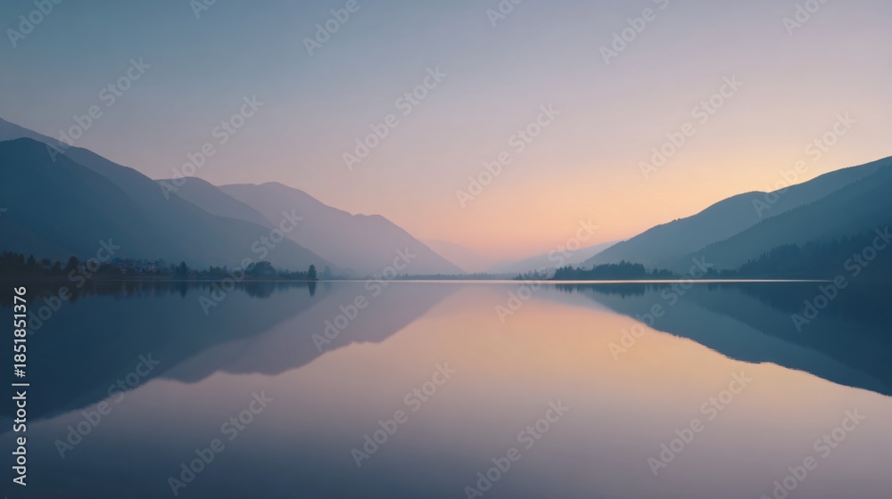 custom made wallpaper toronto digitalTranquil sunrise reflections over serene lake mountain landscape nature photography calm environment wide viewpoint