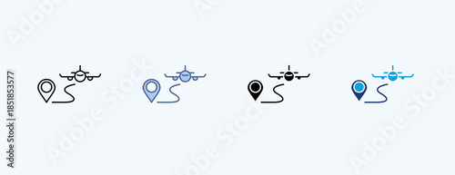 Air Route Multiple Icon Illustration Vector