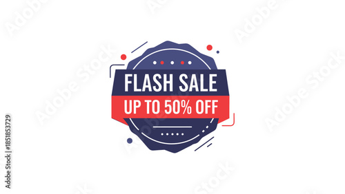 Flash Sale up to 50% Off promotional badge graphic with modern design for marketing and e-commerce.