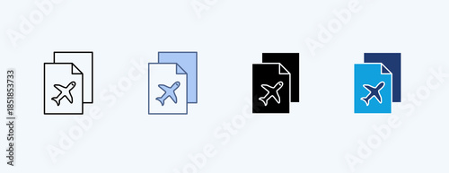 Flight Documentation Multiple Icon Illustration Vector