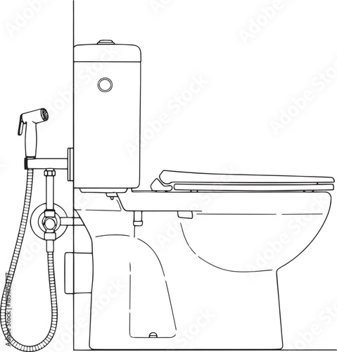 A detailed illustration of a modern toilet with an integrated bidet, showcasing functionality and contemporary design.