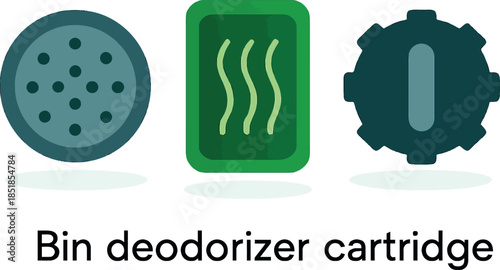 Illustrated Bin Deodorizer Cartridge Icons Set Design