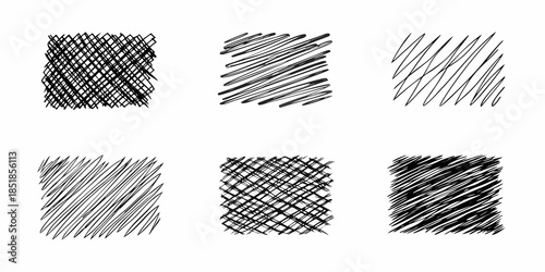 Abstract black and white sketch patterns various scribble and hatching designs