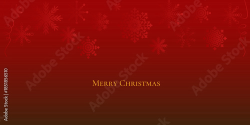 Vector illustration of a festive red background with gradient snowflakes, ideal for Christmas postcards, greeting cards, headers, banners, wallpapers, and winter holiday designs.