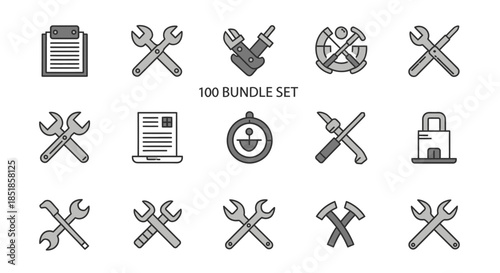 Collection of Various Tool Icons Set.