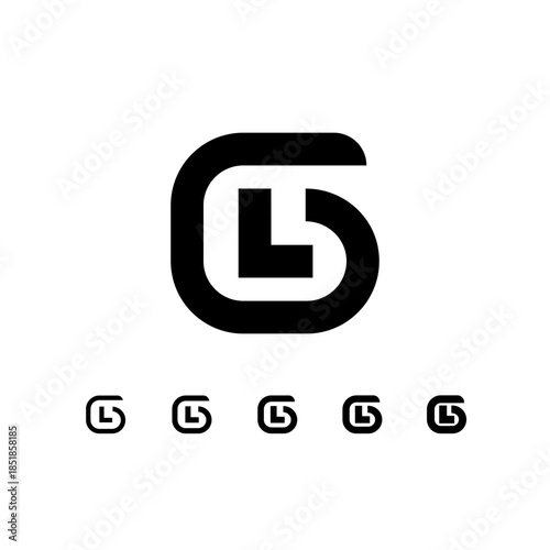 Number 6, digital numeral six, including set of five different cyber numbers, vector illustration 10EPS