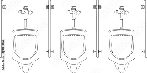 A clean, modern public restroom with pristine urinals, offering a view into functionality.