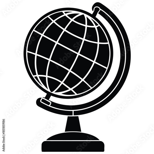 Globe stand silhouette world earth icon vector illustration