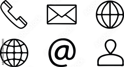 web six black line icons set vector illustration design business icons 