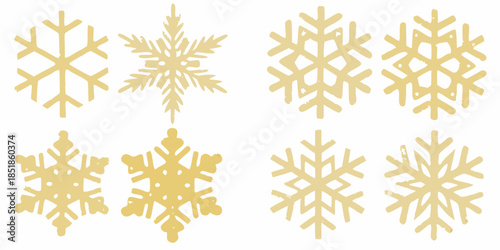 Golden snowflakes arranged in a grid showcasing delicate winter patterns
