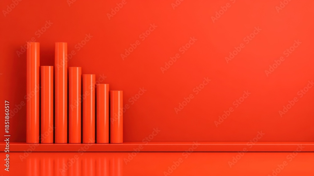 Fototapeta premium Rising economic growth indicated by red-orange bar chart business environment data visualization graphical representation