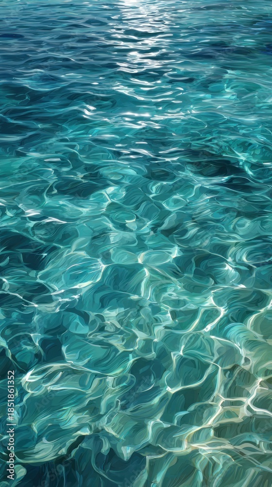 Obraz premium Turquoise water surface with sunlight reflections abstract background image
