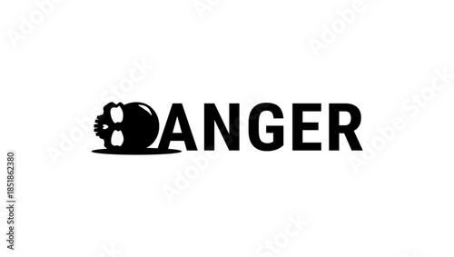 inscription Danger ,black isolated silhouette