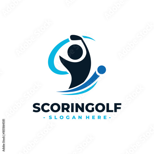 Golf Sports Logo Design Vector. Concept of a golfer swing when hitting the ball.