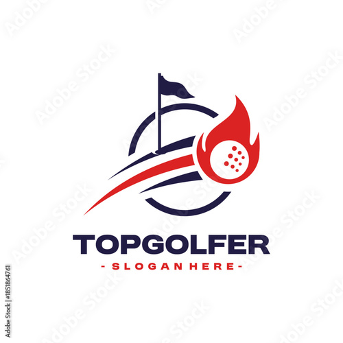 Power Golf Sports Logo Design Template. Golf training icon vector.