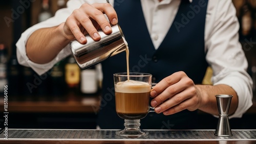 Barista Pouring Coffee into a Glass.