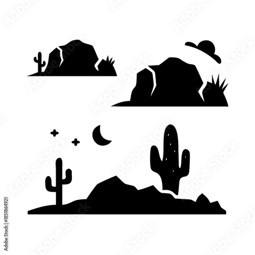 Desert landscape silhouette