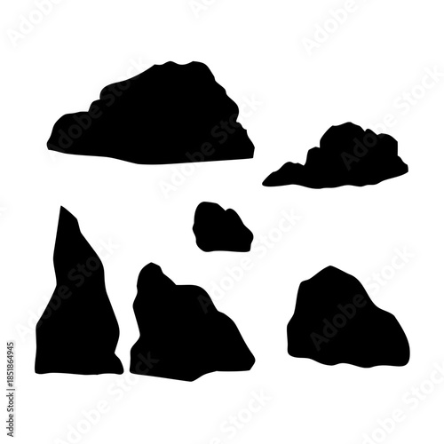 Collection of black silhouette rocks